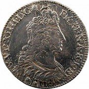 France 1/4 ECU Louis XIV 1702 Cow KM# 341 LVD.XIIII.D:G FR.ET.NA.REX.BD coin obverse France 1/4 ECU Louis XIV 1702 Cow KM# 341 LVD.XIIII.D:G FR.ET.NA.REX.BD coin obverse
