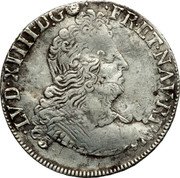 France 1/4 ECU Louis XIV 1702 T KM# 324.12 LVD XIIII D G FR ET NAV REX coin obverse France 1/4 ECU Louis XIV 1702 T KM# 324.12 LVD XIIII D G FR ET NAV REX coin obverse