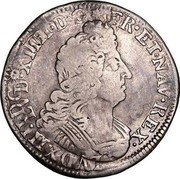 France 1/4 ECU Louis XIV 1702 Z KM# 343 LVD XIIII D G FR ET NAV REX coin obverse France 1/4 ECU Louis XIV 1702 Z KM# 343 LVD XIIII D G FR ET NAV REX coin obverse