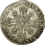 France 1/4 ECU Louis XIV 1704 Numeral 9 KM# 352.16 SIT NOMEN DOMINI BENEDICTVM 1704 9 coin reverse France 1/4 ECU Louis XIV 1704 Numeral 9 KM# 352.16 SIT NOMEN DOMINI BENEDICTVM 1704 9 coin reverse