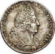 France 1/4 ECU Louis XIV 1705 W KM# 353.2 LVD XIIII D G FR ET NAV REX coin obverse France 1/4 ECU Louis XIV 1705 W KM# 353.2 LVD XIIII D G FR ET NAV REX coin obverse