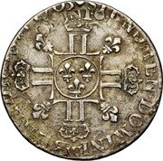 France 1/4 ECU Louis XIV 1705 W KM# 353.2 SIT NOMEN DOMINI BENEDICTVM 1705 W coin reverse France 1/4 ECU Louis XIV 1705 W KM# 353.2 SIT NOMEN DOMINI BENEDICTVM 1705 W coin reverse