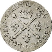 France 1/4 ECU Louis XIV 1707 Numeral 9 KM# 376.10 9 DOMINE SALVVM FAC REGEM coin reverse France 1/4 ECU Louis XIV 1707 Numeral 9 KM# 376.10 9 DOMINE SALVVM FAC REGEM coin reverse