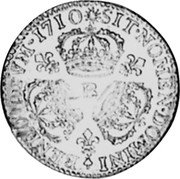 France 1/4 ECU Louis XIV 1710 B KM# 380.2 SIT NOMEN DOMINI BENEDICTVM 1710 B coin reverse France 1/4 ECU Louis XIV 1710 B KM# 380.2 SIT NOMEN DOMINI BENEDICTVM 1710 B coin reverse