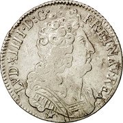 France 1/4 ECU Louis XIV 1710 N KM# 380.12 LVD XIIII D G FR ET NAV REX coin obverse France 1/4 ECU Louis XIV 1710 N KM# 380.12 LVD XIIII D G FR ET NAV REX coin obverse