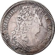France 1/4 ECU Louis XIV 1711 Cow KM# 380.26 LVD XIIII D G FR ET NAV REX coin obverse France 1/4 ECU Louis XIV 1711 Cow KM# 380.26 LVD XIIII D G FR ET NAV REX coin obverse