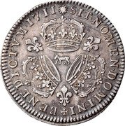 France 1/4 ECU Louis XIV 1711 Cow KM# 380.26 SIT NOMEN DOMINI BENEDICTVM 1711 coin reverse France 1/4 ECU Louis XIV 1711 Cow KM# 380.26 SIT NOMEN DOMINI BENEDICTVM 1711 coin reverse