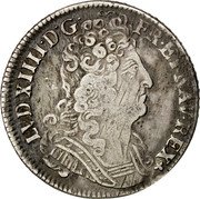 France 1/4 ECU Louis XIV 1711 E KM# 380.5 LVD XIIII D G FR ET NAV REX coin obverse France 1/4 ECU Louis XIV 1711 E KM# 380.5 LVD XIIII D G FR ET NAV REX coin obverse