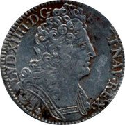 France 1/4 ECU Louis XIV 1711 K KM# 380.9 LVD XIIII D G FR ET NAV REX coin obverse France 1/4 ECU Louis XIV 1711 K KM# 380.9 LVD XIIII D G FR ET NAV REX coin obverse