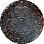 France 1/4 ECU Louis XIV 1711 K KM# 380.9 SIT NOMEN DOMINI BENEDICTVM 1711 K coin reverse France 1/4 ECU Louis XIV 1711 K KM# 380.9 SIT NOMEN DOMINI BENEDICTVM 1711 K coin reverse