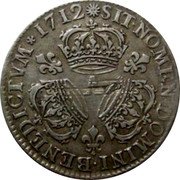 France 1/4 ECU Louis XIV 1712 A KM# 380.1 SIT NOMEN DOMINI BENEDICTVM 1709 A coin reverse France 1/4 ECU Louis XIV 1712 A KM# 380.1 SIT NOMEN DOMINI BENEDICTVM 1709 A coin reverse