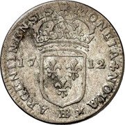 France 1/4 ECU Louis XIV 1712 BB KM# 404 17 10 MONETA BB NOVA ARGENTINENSIS coin reverse France 1/4 ECU Louis XIV 1712 BB KM# 404 17 10 MONETA BB NOVA ARGENTINENSIS coin reverse