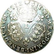 France 1/4 ECU (Louis XIV) KM# 380.10 SIT NOMEN DOMINI L BENEDICTVM 1712 coin reverse France 1/4 ECU (Louis XIV) KM# 380.10 SIT NOMEN DOMINI L BENEDICTVM 1712 coin reverse