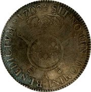 France ECU Louis XIV 1702 A KM# 329.1 SIT NOMEN DOMINI BENEDICTVM A 1701 coin reverse France ECU Louis XIV 1702 A KM# 329.1 SIT NOMEN DOMINI BENEDICTVM A 1701 coin reverse