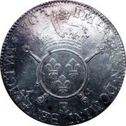 France ECU Louis XIV 1702 E KM# 329.7 SIT NOMEN DOMINI BENEDICTVM E 1703 coin reverse