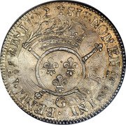 France ECU Louis XIV 1702 G KM# 329.8 SIT NOMEN DOMINI BENEDICTVM G 1702 coin reverse