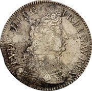 France ECU Louis XIV 1702 I KM# 329.10 LVD XIIII D G FR ET NAV REX coin obverse