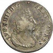 France ECU Louis XIV 1702 W KM# 330 LVD XIIII D G FR ET NAV REX coin obverse