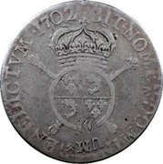 France ECU Louis XIV 1702 Z KM# 347 SIT NOMEN DOMINI BENEDICTVM 1702 coin reverse France ECU Louis XIV 1702 Z KM# 347 SIT NOMEN DOMINI BENEDICTVM 1702 coin reverse