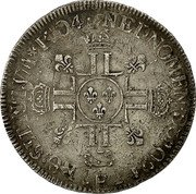 France ECU Louis XIV 1704 E KM# 360.7 SIT NOMEN DOMINI E BENEDICTVM 1704 coin reverse