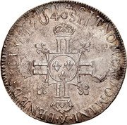 France ECU Louis XIV 1704 & KM# 360.25 SIT NOMEN DOMINI & BENEDICTVM 1704 coin reverse