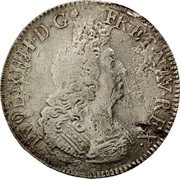 France ECU Louis XIV 1704 M KM# 360.13 LVD XIIII D G FR ET NAV REX coin obverse France ECU Louis XIV 1704 M KM# 360.13 LVD XIIII D G FR ET NAV REX coin obverse