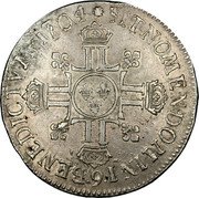 France ECU Louis XIV 1704 Numeral 9 KM# 360.24 SIT NOMEN DOMINI 9 BENEDICTVM 1704 coin reverse