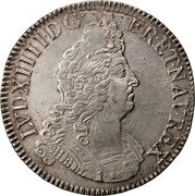 France ECU Louis XIV 1704 X KM# 360.21 LVD XIIII D G FR ET NAV REX coin obverse France ECU Louis XIV 1704 X KM# 360.21 LVD XIIII D G FR ET NAV REX coin obverse