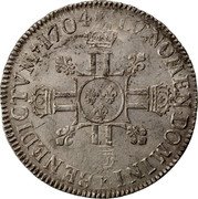France ECU Louis XIV 1704 X KM# 360.21 SIT NOMEN DOMINI BENEDICTVM X 1704 coin reverse France ECU Louis XIV 1704 X KM# 360.21 SIT NOMEN DOMINI BENEDICTVM X 1704 coin reverse