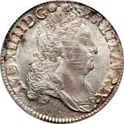 France ECU Louis XIV 1708/7 T KM# 362.2 LVD XIIII D G FR ET NAV REX coin obverse