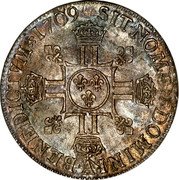 France ECU Louis XIV 1709 A KM# 384.1 SIT NOMEN DOMINI BENEDICTVM 1709 A coin reverse France ECU Louis XIV 1709 A KM# 384.1 SIT NOMEN DOMINI BENEDICTVM 1709 A coin reverse