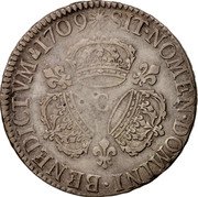 France ECU Louis XIV 1709 C KM# 386.3 SIT NOMEN DOMINI BENEDICTVM 1709 C coin reverse France ECU Louis XIV 1709 C KM# 386.3 SIT NOMEN DOMINI BENEDICTVM 1709 C coin reverse