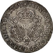 France ECU Louis XIV 1709 H KM# 386.7 SIT NOMEN DOMINI BENEDICTVM 1710 H coin reverse