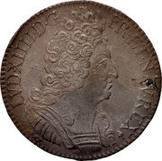 France ECU Louis XIV 1709 S KM# 386.16 LVD XIIII D G FR ET NAV REX coin obverse France ECU Louis XIV 1709 S KM# 386.16 LVD XIIII D G FR ET NAV REX coin obverse