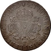 France ECU Louis XIV 1709 S KM# 386.16 SIT NOMEN DOMINI BENEDICTVM 1709 S coin reverse France ECU Louis XIV 1709 S KM# 386.16 SIT NOMEN DOMINI BENEDICTVM 1709 S coin reverse