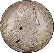 France ECU Louis XIV 1709 V KM# 386.18 LVD XIIII D G FR ET NAV REX coin obverse France ECU Louis XIV 1709 V KM# 386.18 LVD XIIII D G FR ET NAV REX coin obverse
