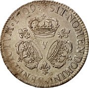 France ECU Louis XIV 1709 V KM# 386.18 SIT NOMEN DOMINI V BENEDICTVM 1709 coin reverse France ECU Louis XIV 1709 V KM# 386.18 SIT NOMEN DOMINI V BENEDICTVM 1709 coin reverse