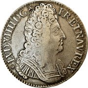 France ECU Louis XIV 1710 L KM# 386.10 LVD XIIII D G FR ET NAV REX coin obverse