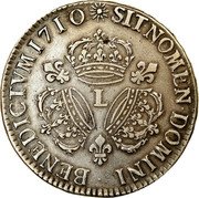France ECU Louis XIV 1710 L KM# 386.10 SIT NOMEN DOMINI BENEDICTVM 1709 L coin reverse