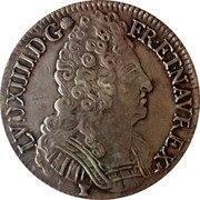 France ECU Louis XIV 1710 Numeral 9 KM# 386.23 LVD XIIII D G FR ET NAV REX coin obverse France ECU Louis XIV 1710 Numeral 9 KM# 386.23 LVD XIIII D G FR ET NAV REX coin obverse