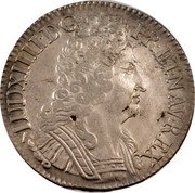 France ECU Louis XIV 1713 W KM# 386.19 LUD XIIII D G FR ET NAV REX coin obverse France ECU Louis XIV 1713 W KM# 386.19 LUD XIIII D G FR ET NAV REX coin obverse