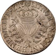 France ECU Louis XIV 1713 W KM# 386.19 SIT NOMEN DOMINI W BENEDICTVM 1713 coin reverse France ECU Louis XIV 1713 W KM# 386.19 SIT NOMEN DOMINI W BENEDICTVM 1713 coin reverse