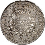 France ECU Louis XV 1715 W KM# 412.4 SIT NOMEN DOMINI BENEDICTVM 1713 W coin reverse France ECU Louis XV 1715 W KM# 412.4 SIT NOMEN DOMINI BENEDICTVM 1713 W coin reverse