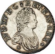 France ECU Louis XV 1716 A KM# 414.1 LVD XV D G FR ET NAV REX coin obverse