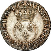 France ECU Louis XV 1716 A KM# 414.1 SIT NOMEN DOMINI BENEDICTVM 1716 A coin reverse