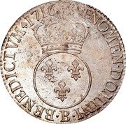 France ECU Louis XV 1716 B KM# 414.3 SIT NOMEN DOMINI B BENEDICTVM 1716 coin reverse
