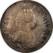 France ECU Louis XV 1716 E KM# 414.7 LVD XV D G FR ET NAV REX coin obverse