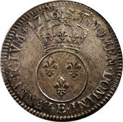France ECU Louis XV 1716 E KM# 414.7 SIT NOMEN DOMINI E BENEDICTVM 1716 coin reverse