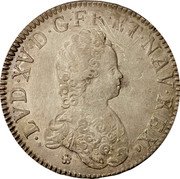 France ECU Louis XV 1716 M KM# 414.13 LVD XV D G FR ET NAV REX coin obverse