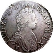 France ECU Louis XV 1717 Numeral 9 KM# 414.25 LVD XV D G FR ET NAV REX coin obverse